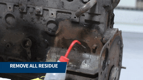 Cracked engine block repair: remove all residue