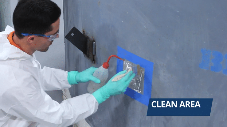 Cleaning of the prepared area prior to metal bonding