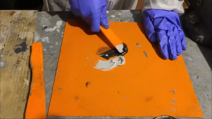 Mix and apply epoxy paste, Belzona 1111 (Super Metal), to marine pump