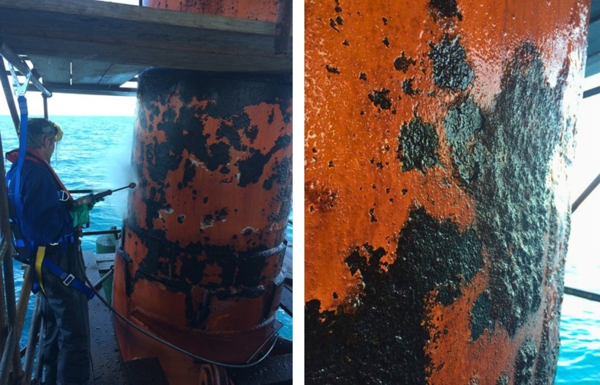 Surface of offshore risers that is severely corroded