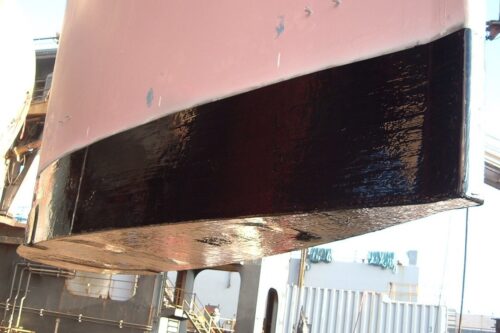 Final application of Belzona 2141 (ACR-Fluid Elastomer) on propellers