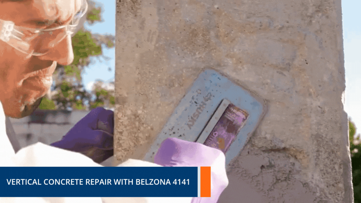Belzona 4141(Magma-Build) being used to repair a concrete wall