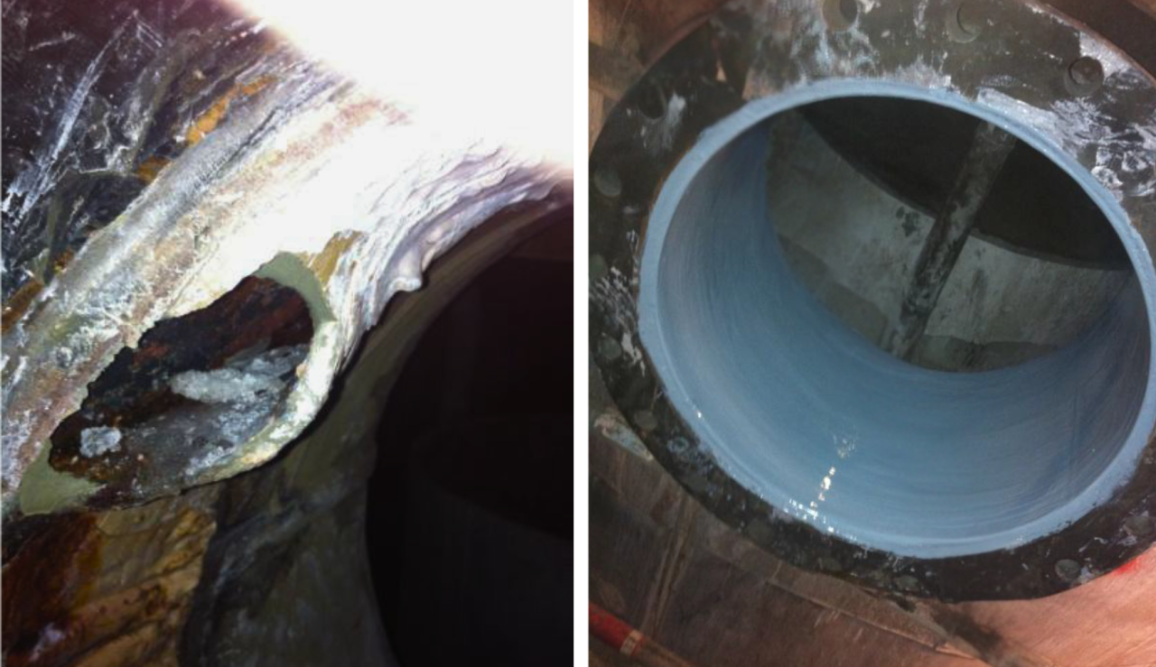 High temperature epoxy coating on a scrubber