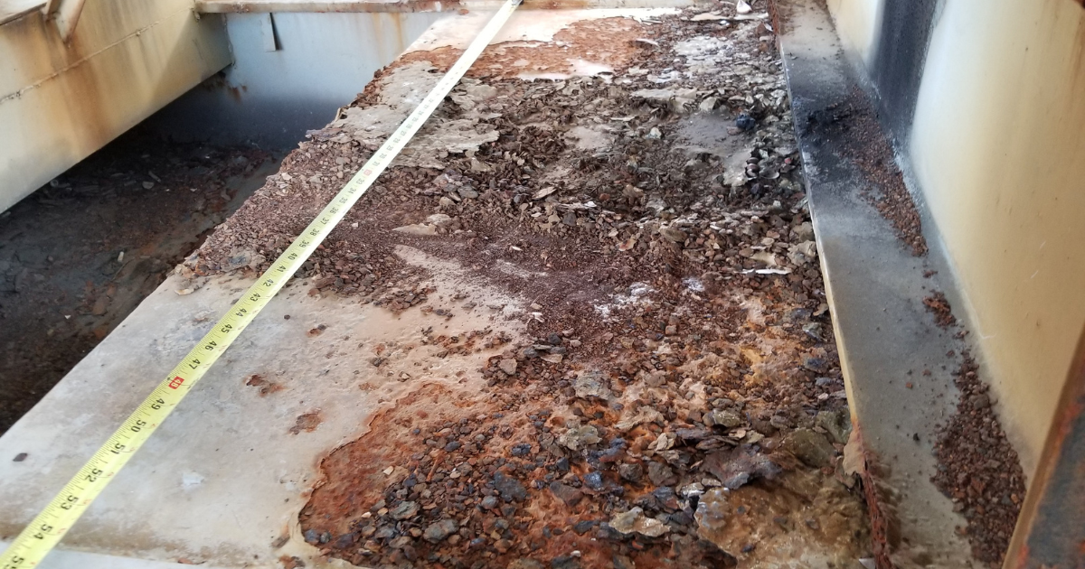 Heavily corroded floor